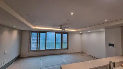 송파구 문정동 파크하비오아파트 디아망 회벽 크림 화이트 실크도배 현장 사진